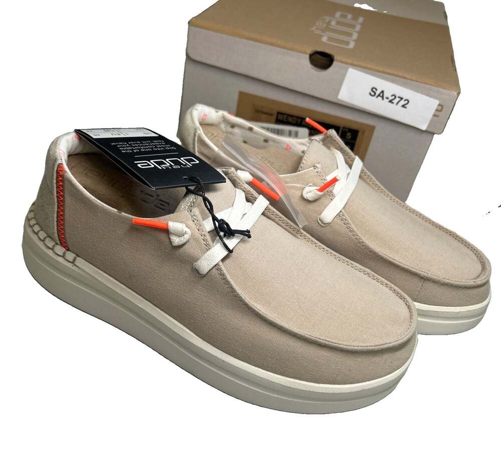 Hey Dude Wendy Rise Chambray Sandshell Comfort Shoes Women 5M UK 3 EU 36 NEW
